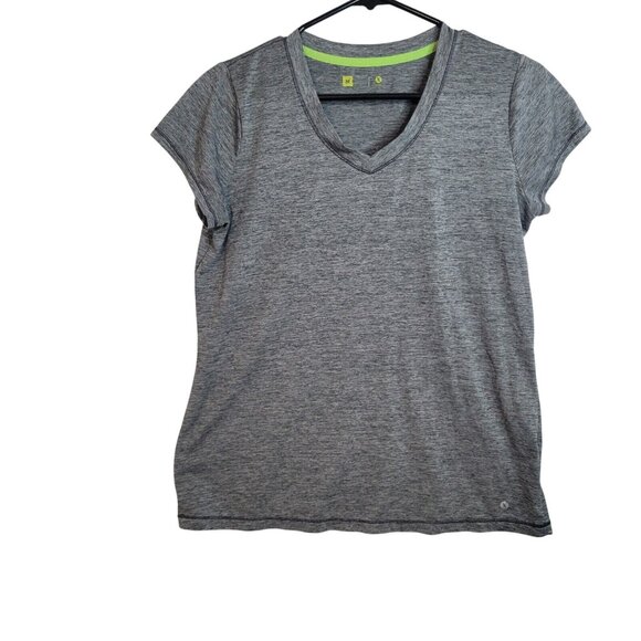 Womens Heather Gray V-Neck Activewear Tee By Xersion - Picture 1 of 5